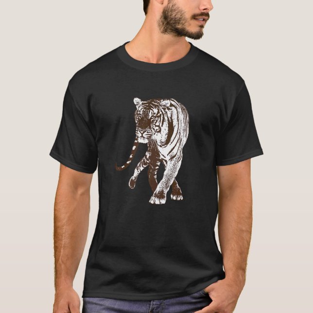 Camiseta Legal Tigre de Gato Selvagem Caminhando Selvagem d (Frente)