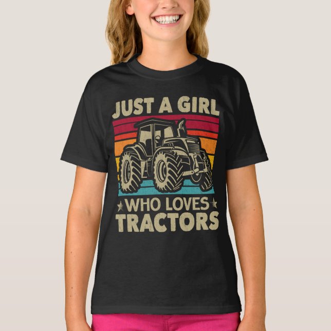 Camiseta Legal Trator Lover Apenas Uma Menina Que Ama Trato (Frente)