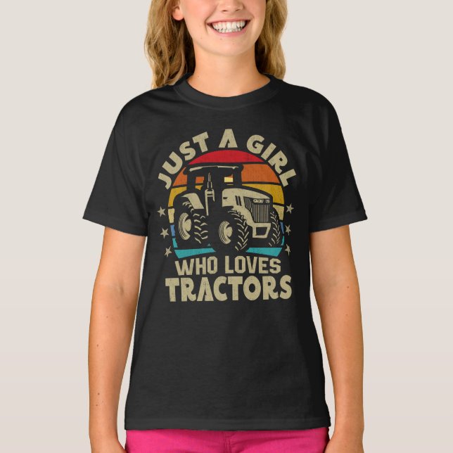 Camiseta Legal Trator Lover Apenas Uma Menina Que Ama Trato (Frente)