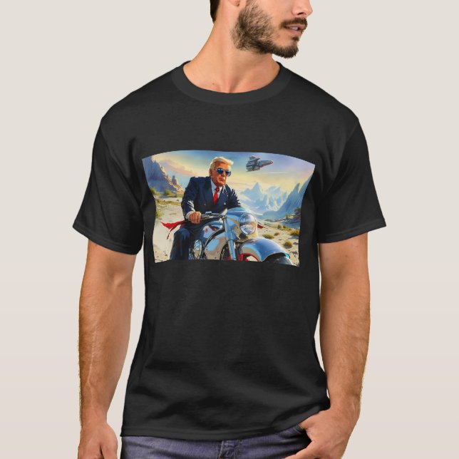 Camiseta legal Trump Motorcycle Alienígena Planet Spaceship (Frente)