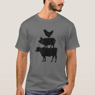 Camiseta Legal Vaca De Suíno De Frango Empilhada Na Fazenda