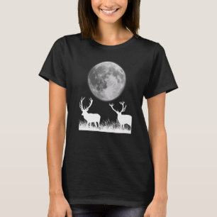 Camiseta Legal Veado Ou Elk Sob Lua Para Caçadores