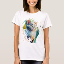 Legal Watercolor - T-shirt com retrato de gato