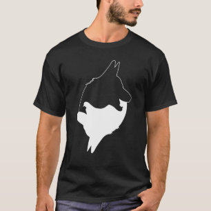 Camiseta Legal Yin Yang Dog Custa Shepard Alemão com Branco
