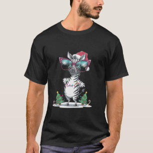 Camiseta Legal Zebra Christmas Santa Hat e Sunglass Zook