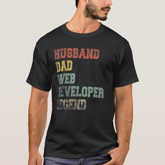 Camiseta Legen de desenvolvedores da Web do Pai de marido d (Frente)