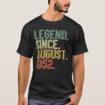 Camiseta Legend Since August 1952 70th Birthday 70 Years Ol<br><div class="desc">Legend Since August 1952 70th Birthday 70 Years Old Men Him.</div>