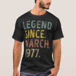 Camiseta Legend Since March 1977 Birthday  Funny 44 Year Ol<br><div class="desc">Legend Since March 1977 Birthday Funny 44 Year Old .animal, cat, dog, animal lover, animals, funny, horse, horseshoe, humor, paw, pets, pizza, riding, animal rights, animal welfare, animals&nature, attitude, bulldogs, cats, chillin, chilling, cute, cute animals, cute dog, dad gift, daddy shark, daddy shark doo, daddy shark doo doo doo, dog...</div>