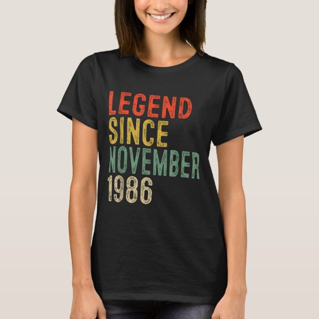 Camiseta Legend Since November 1986 &#; th Birthday &#;  Ye (Frente)