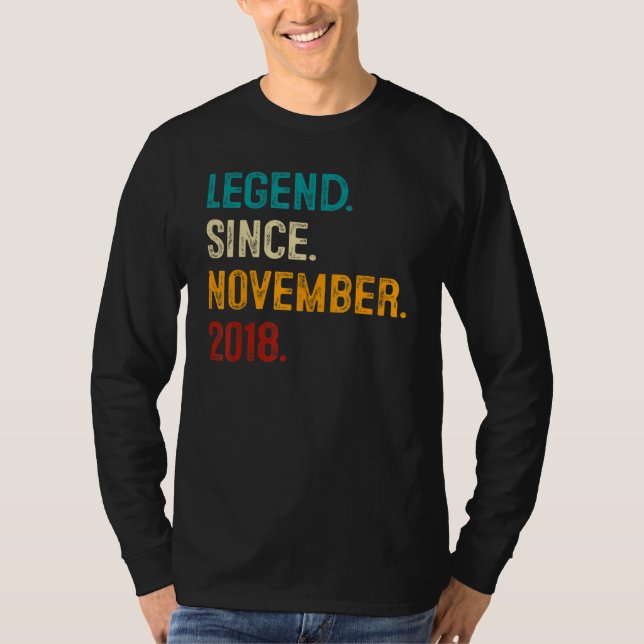 Camiseta Legend Since November 2018 4th Birthday  4 Years O (Frente)