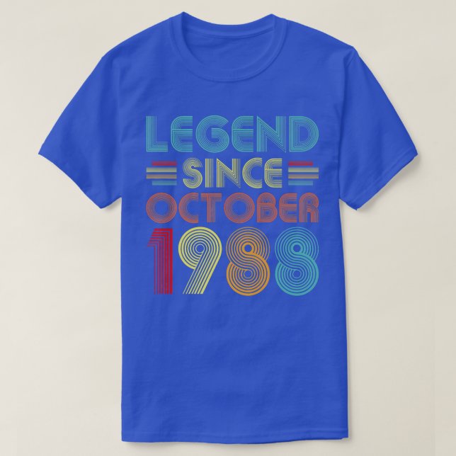 Camiseta Legend Since October 1988 34 Years Old 34th Birthd (Frente do Design)