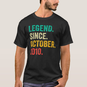 Camiseta Legend Since October 2010 12th Bday  12 Years Old 