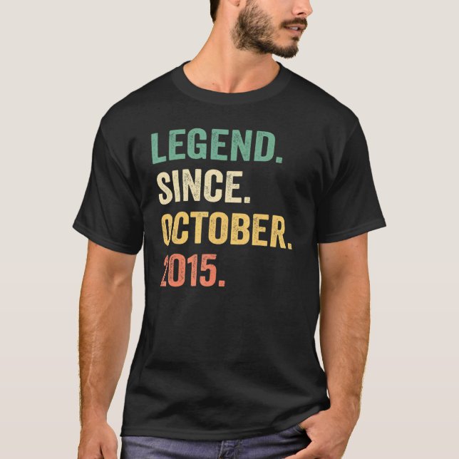 Camiseta Legend Since October 2015 7th Birthday  7 Years Ol (Frente)