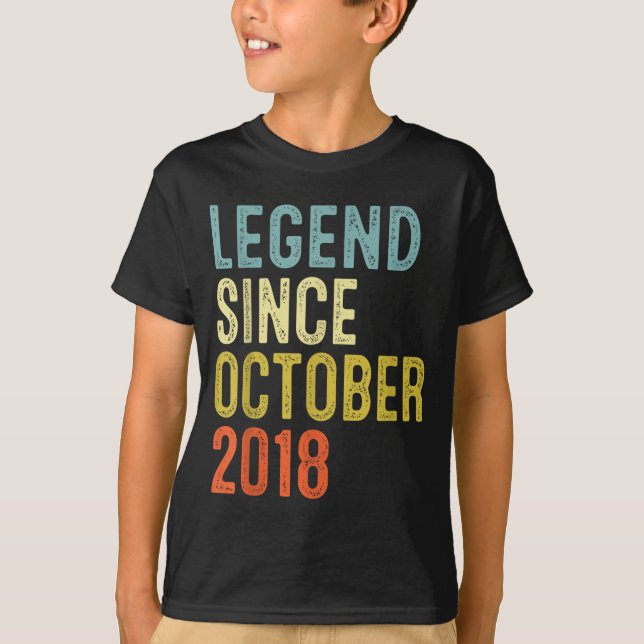 Camiseta Legend Since October 2018 7th Birthday 7 Year Old  (Frente)