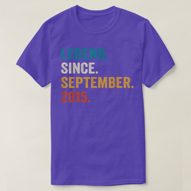 Camiseta Legend Since September 2015 7th Birthday Gifts 7 Y (Frente do Design)