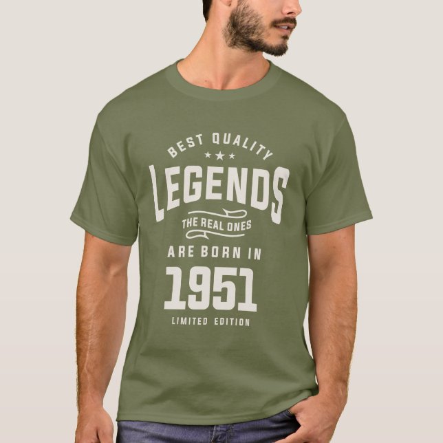 Camiseta Legenda 1951 72º Aniversário Oferece 72 Anos (Frente)