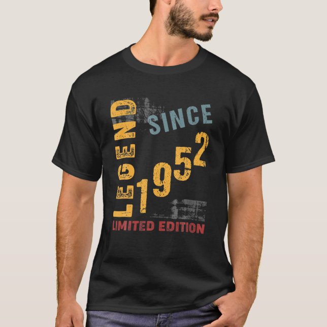 Camiseta Legenda 1952 - 70 - Ano Aniversário - Presente Lim (Frente)