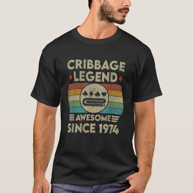 Camiseta Legenda Cribbage De 48 Anos Incrível Desde 1974 Cr (Frente)