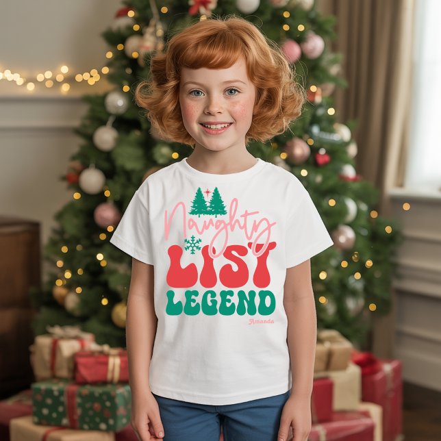 Camiseta Legenda da Lista Maldita - Natal Personalizado Eng (Naughty List Legend – Funny Personalized Christmas T-Shirt)
