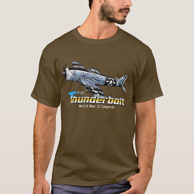 Camiseta Legenda da segunda guerra mundial de P-47 (Frente)