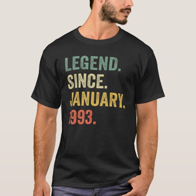 Camiseta Legenda De 30 Anos Desde Janeiro De 1993 30 Birthd (Frente)