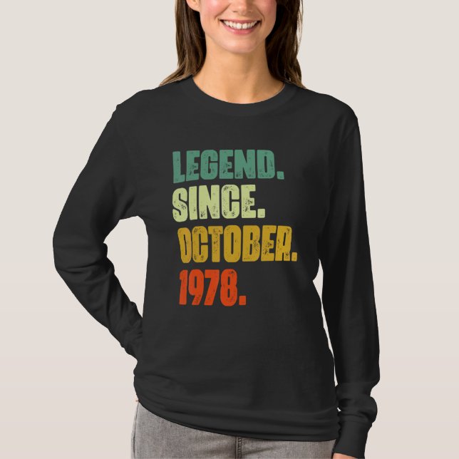 Camiseta Legenda De 44 Anos Desde Outubro De 1978 44 (Frente)