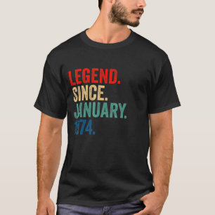 Camiseta Legenda de 49 anos desde janeiro de 1974 49º nasci