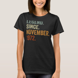 Camiseta Legenda De 50 Anos Desde Novembro De 1972 50º Dia