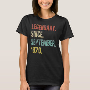 Camiseta Legenda De 52 Anos Desde Setembro De 1970 52º Bir