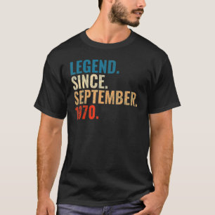 Camiseta Legenda De 52 Anos Desde Setembro De 1970 52º Bir