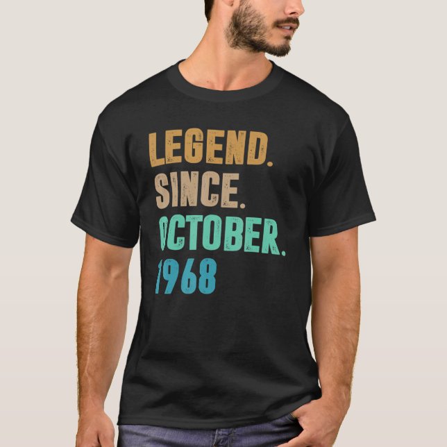 Camiseta Legenda De 54 Anos Desde Outubro De 1968 54º Nasci (Frente)