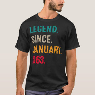 Camiseta Legenda de 60 anos desde janeiro de 1963 60º anive