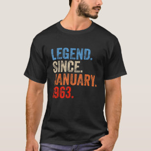 Camiseta Legenda de 60 anos desde janeiro de 1963 60º anive
