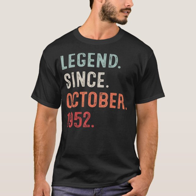 Camiseta Legenda De 70 Anos Desde Outubro De 1952 70 Bday M (Frente)