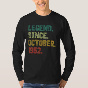 Camiseta Legenda De 70 Anos Desde Outubro De 1952 70 Birthd