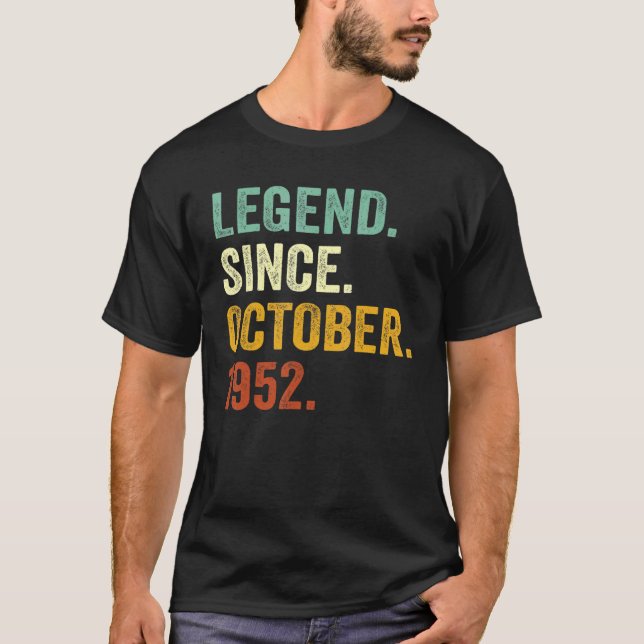 Camiseta Legenda De 70 Anos Desde Outubro De 1952 70 Birthd (Frente)