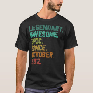 Camiseta Legenda De 70 Anos Desde Outubro De 1952 70 Birthd