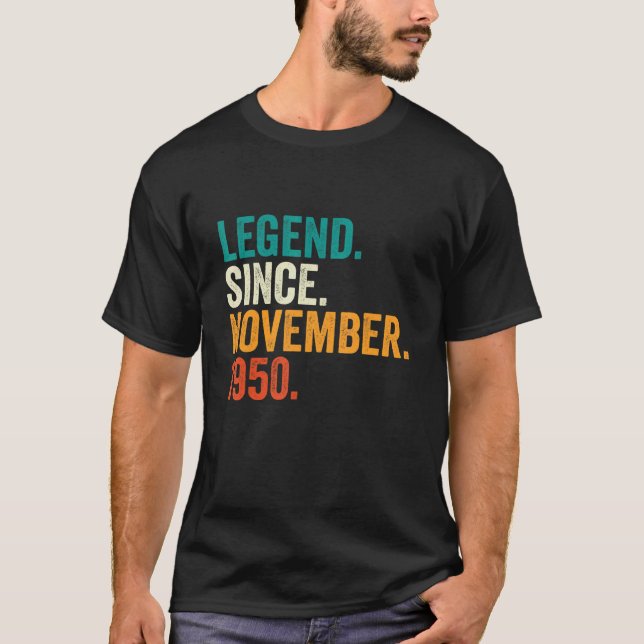 Camiseta Legenda De 72 Anos Desde Novembro De 1950 72º Nasc (Frente)