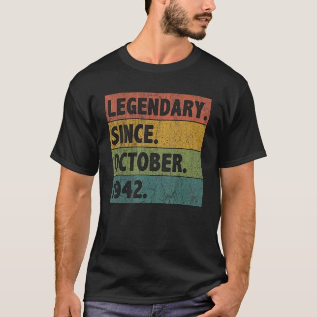 Camiseta Legenda De 80 Anos Desde Outubro De 1942 80 Birthd (Frente)