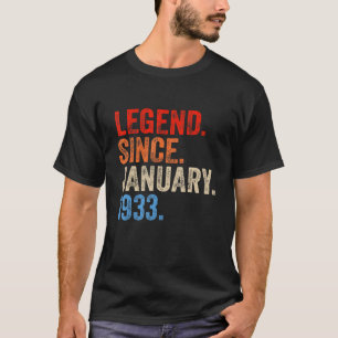 Camiseta Legenda De 90 Anos Desde Janeiro De 1933 90 Birthd