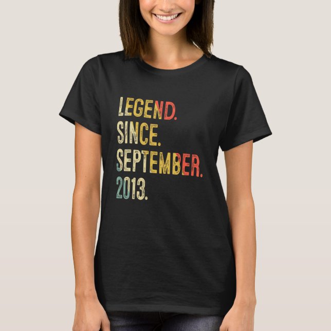 Camiseta Legenda De 9 Anos De 9 Anos Desde 2 De Setembro (Frente)