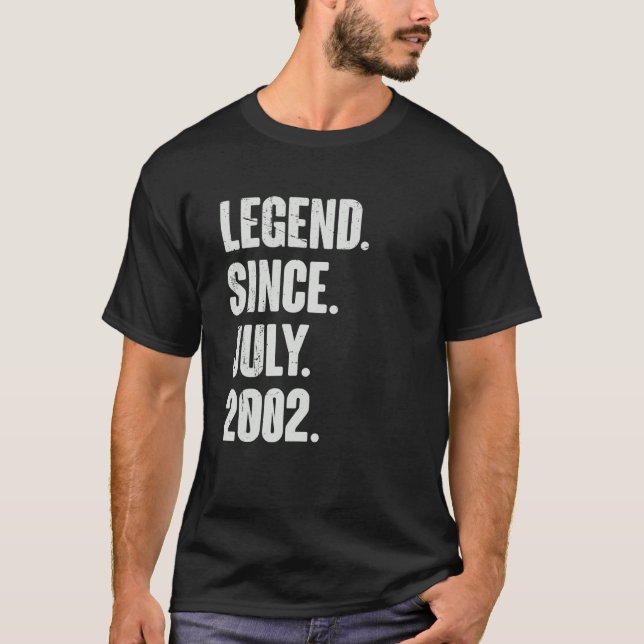 Camiseta Legenda de aniversário de 20 de 20 anos desde julh (Frente)