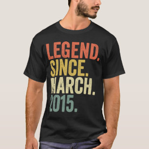 Camiseta Legenda de aniversário de 8 anos desde março de 20
