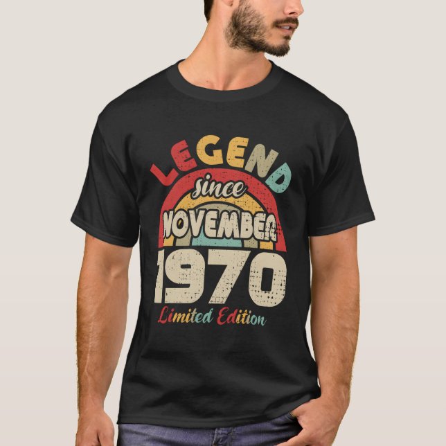 Camiseta Legenda de novembro de 1970 Desde novembro de 1970 (Frente)