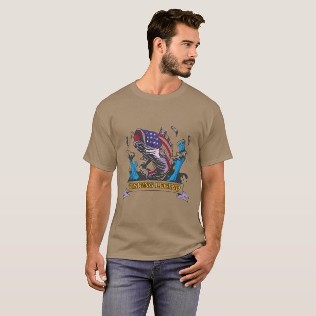 Camiseta Legenda de pesca: campeão de pescadores dos EUA (Frente Completa)