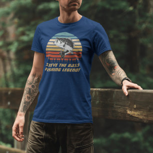 Camiseta Legenda de pesca de Bass Personalizada Funny Vinta