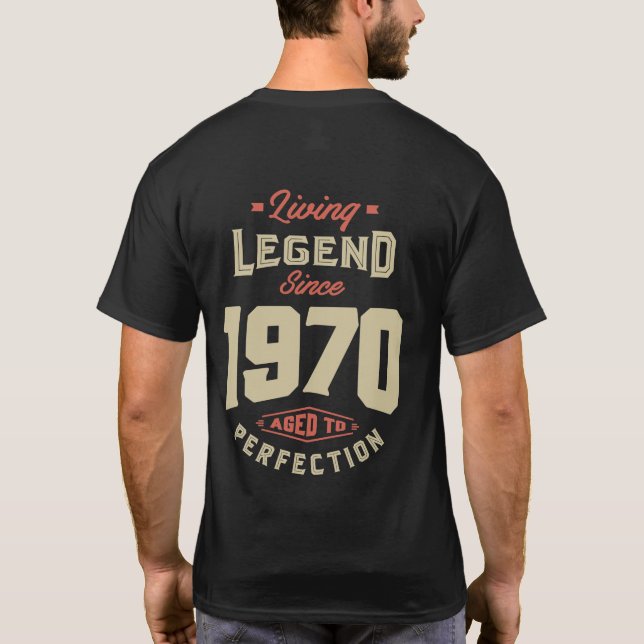 Camiseta Legenda desde 1970 Presente de Aniversário (Verso)