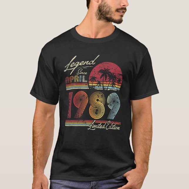 Camiseta Legenda Desde Abril De 1989 33 Anos 33 Anos Aniver (Frente)