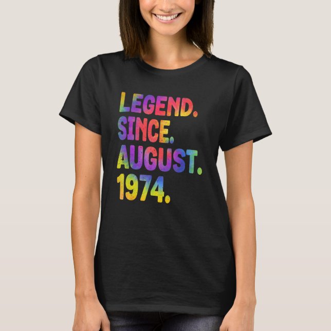 Camiseta Legenda desde agosto de 1974 49 anos Tie Dye 49th (Frente)