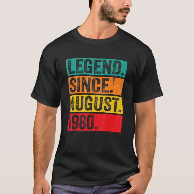 Camiseta Legenda desde agosto de 1980 42º Aniversário Retro (Frente)